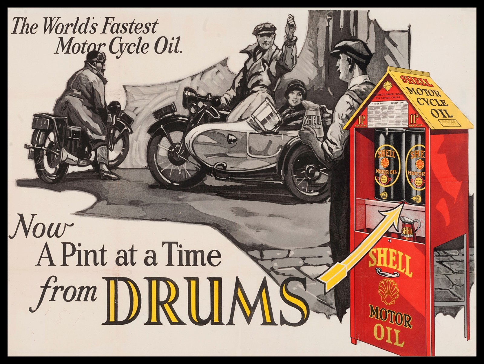 Shell worlds fastest Motor cycle oil Metal Sign 9″ x 12″ or 12″ x 16″