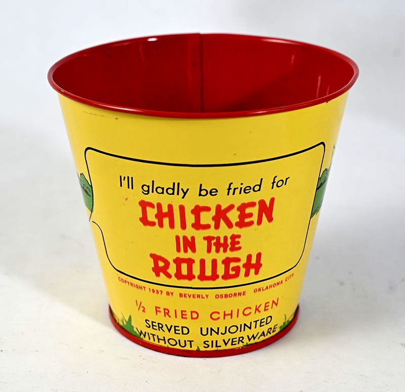 Vintage Original Chicken In The Rough Franchise Tin Bucket 1937
