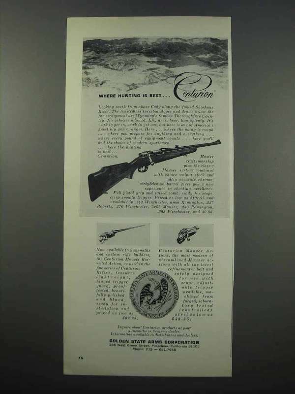 1965 Golden State Arms Centurion Mauser Rifle Ad