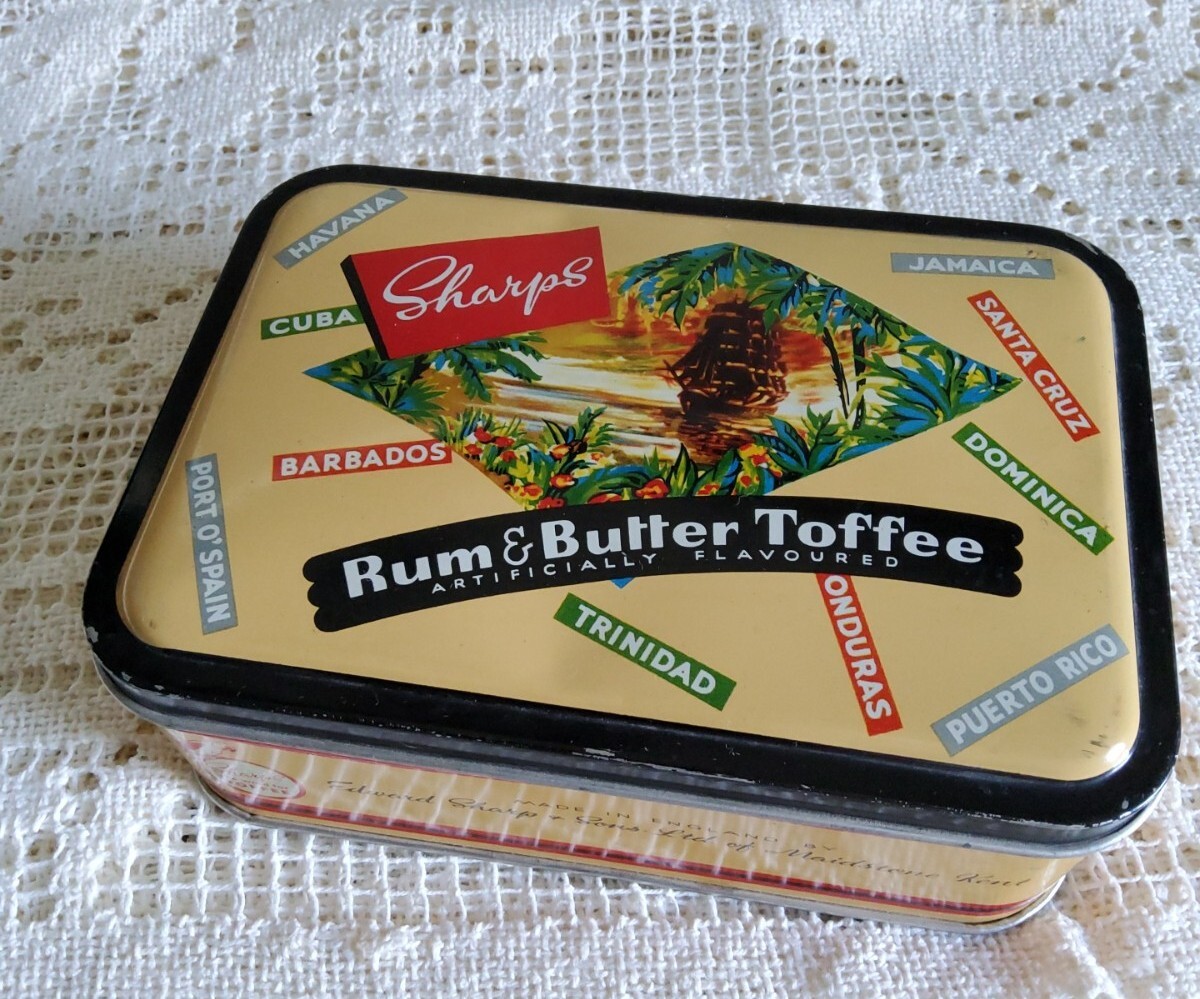 Vtg Edward Sharp & Sons Metal Tin Rum Butter Toffee Caribbean Made in England