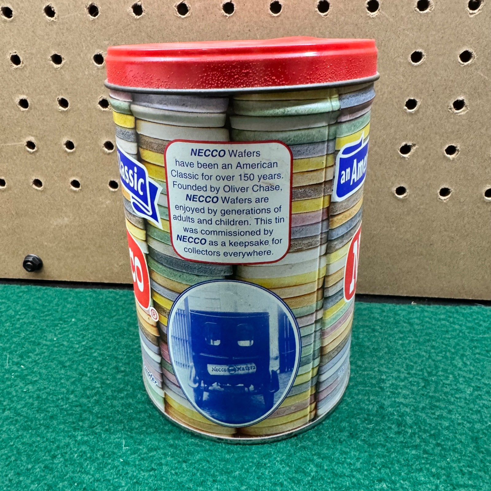Vintage Necco Wafer Candy Tin Red Lid Metal Storage Container 10oz USA