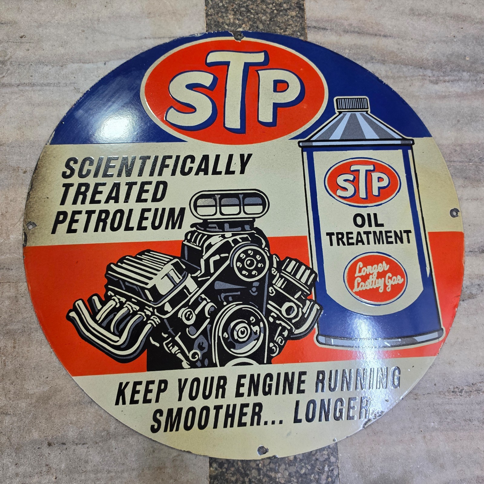 STP OIL PORCELAIN ENAMEL SIGN 29 X 29 INCHES