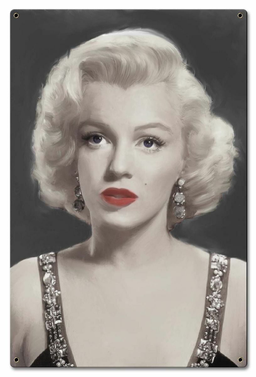 MARILYN MONROE MUSING POUTY FACE 24″ HEAVY DUTY USA MADE MOVIE STAR METAL SIGN