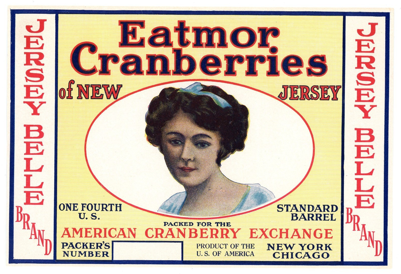 Jersey Belle Eatmor Cranberries of New Jersey American Cranberry Exchange label