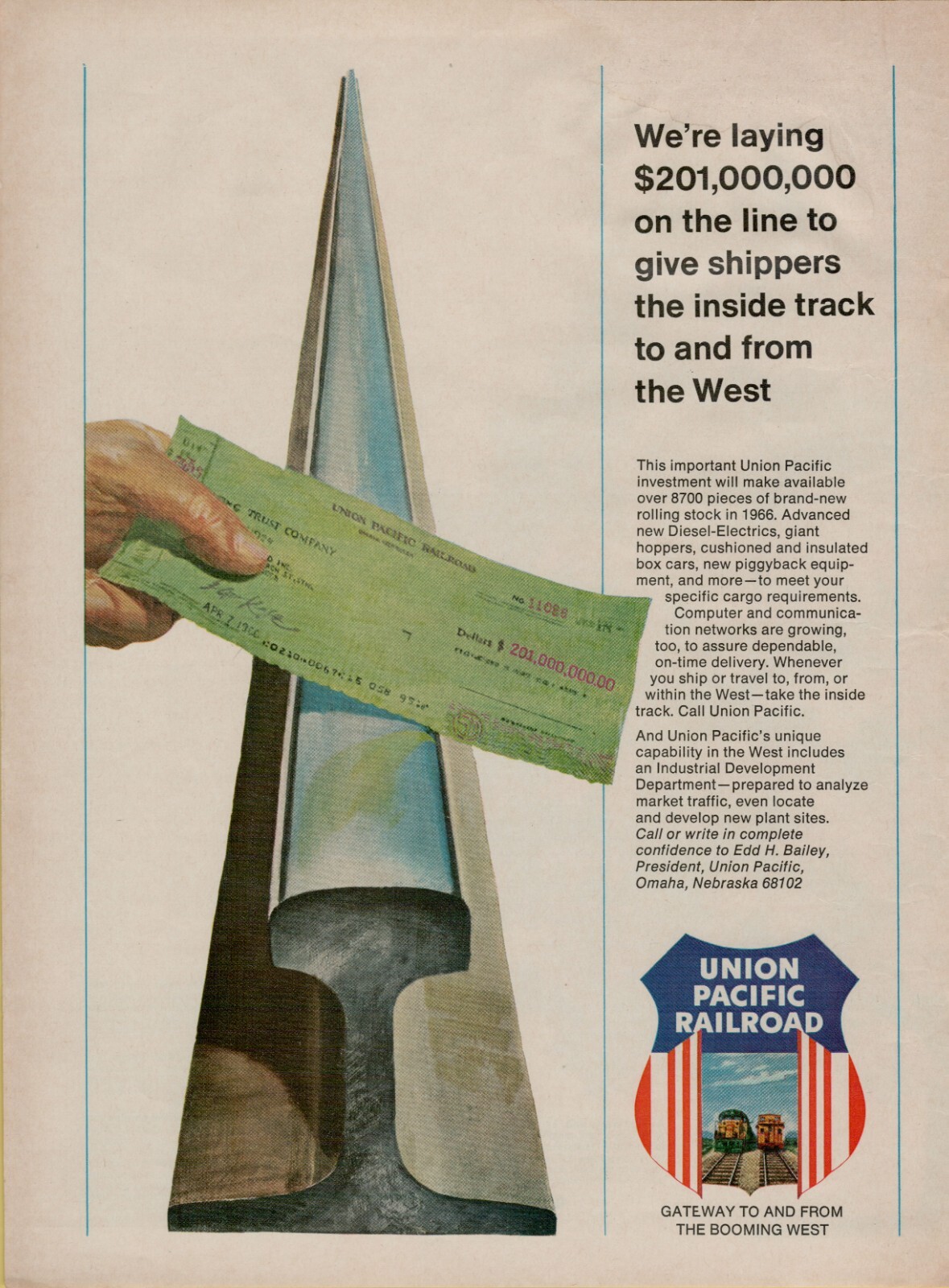 1966 Union Pacific Railroad Gateway To & From the West Shippers VINTAGE PRINT AD