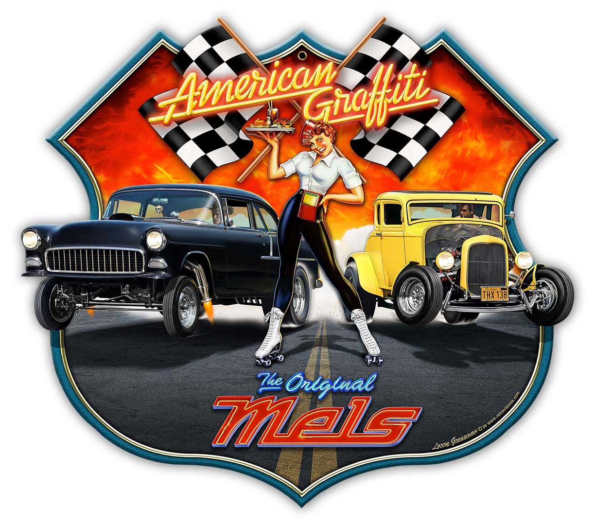 Vintage Style Metal Sign AMERICAN GRAFFITI 16×14