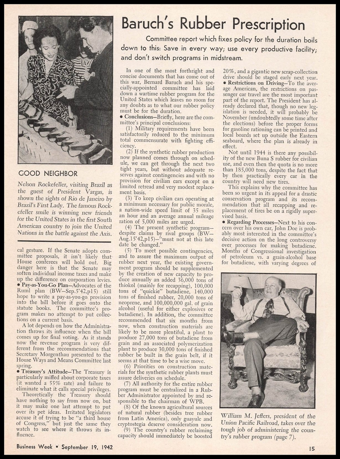 1942 President Vargas Brazil President Photo Nelson Rockefeller Article Print Ad