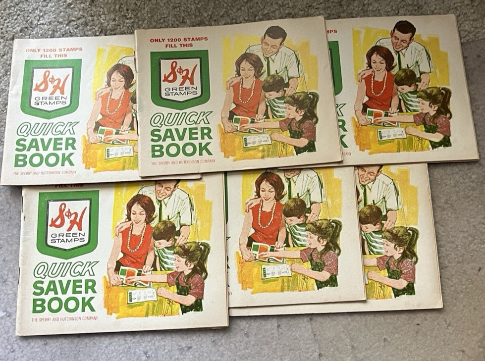Vtg Lot/ 6 S&H Green Stamps Quick Saver Books (empty) Indiana redemption center