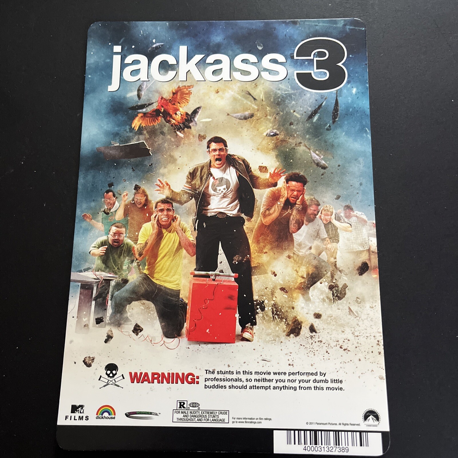 Jackass 3 BlockBuster Video Backer Card 5.5″x8″ NO MOVIE Mini Poster