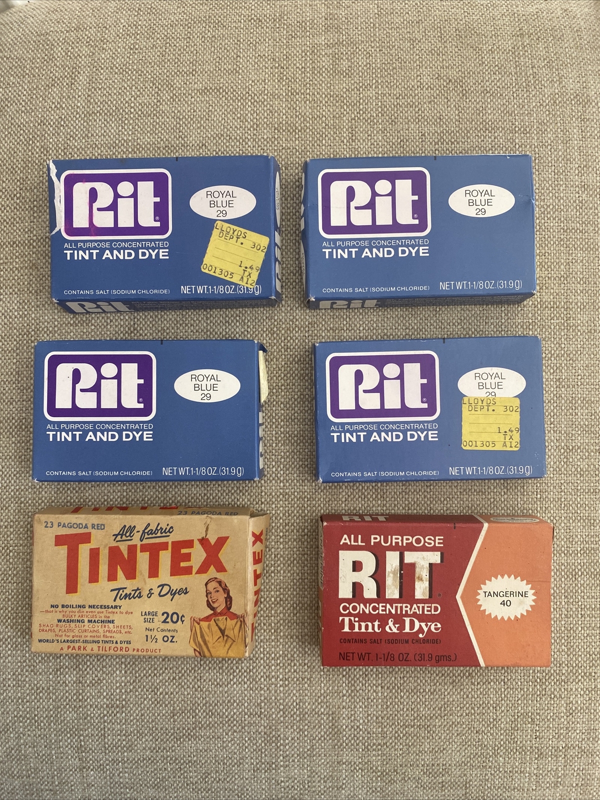 VINTAGE / ANTIQUE RIT & TINTEX TINTS AND DYES 6 BOXES