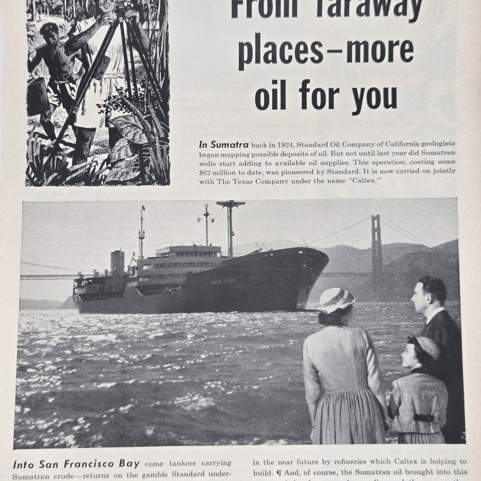 1953 Oil Tanker in San Francisco Bay, Standard Oil Co. Print Ad 8 x 11″