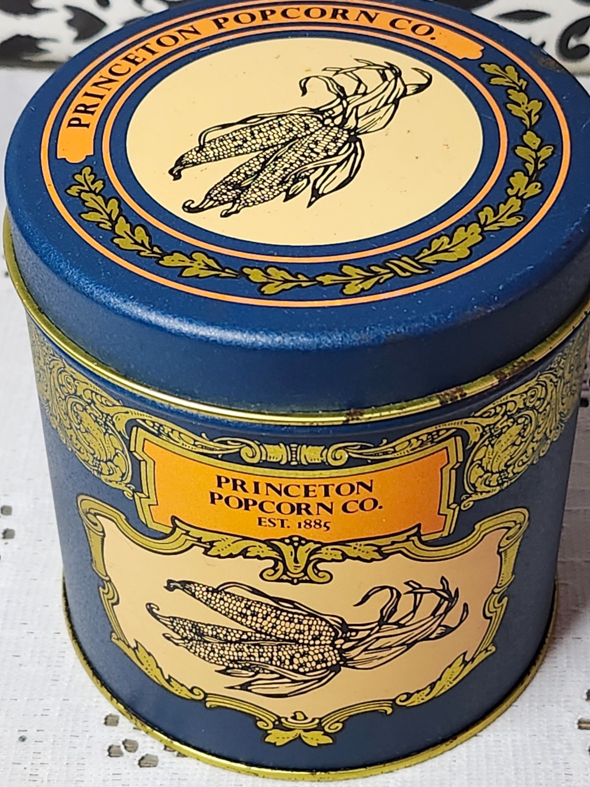 Vintage Metal Tin With Lid (Princeton Popcorn Company)
