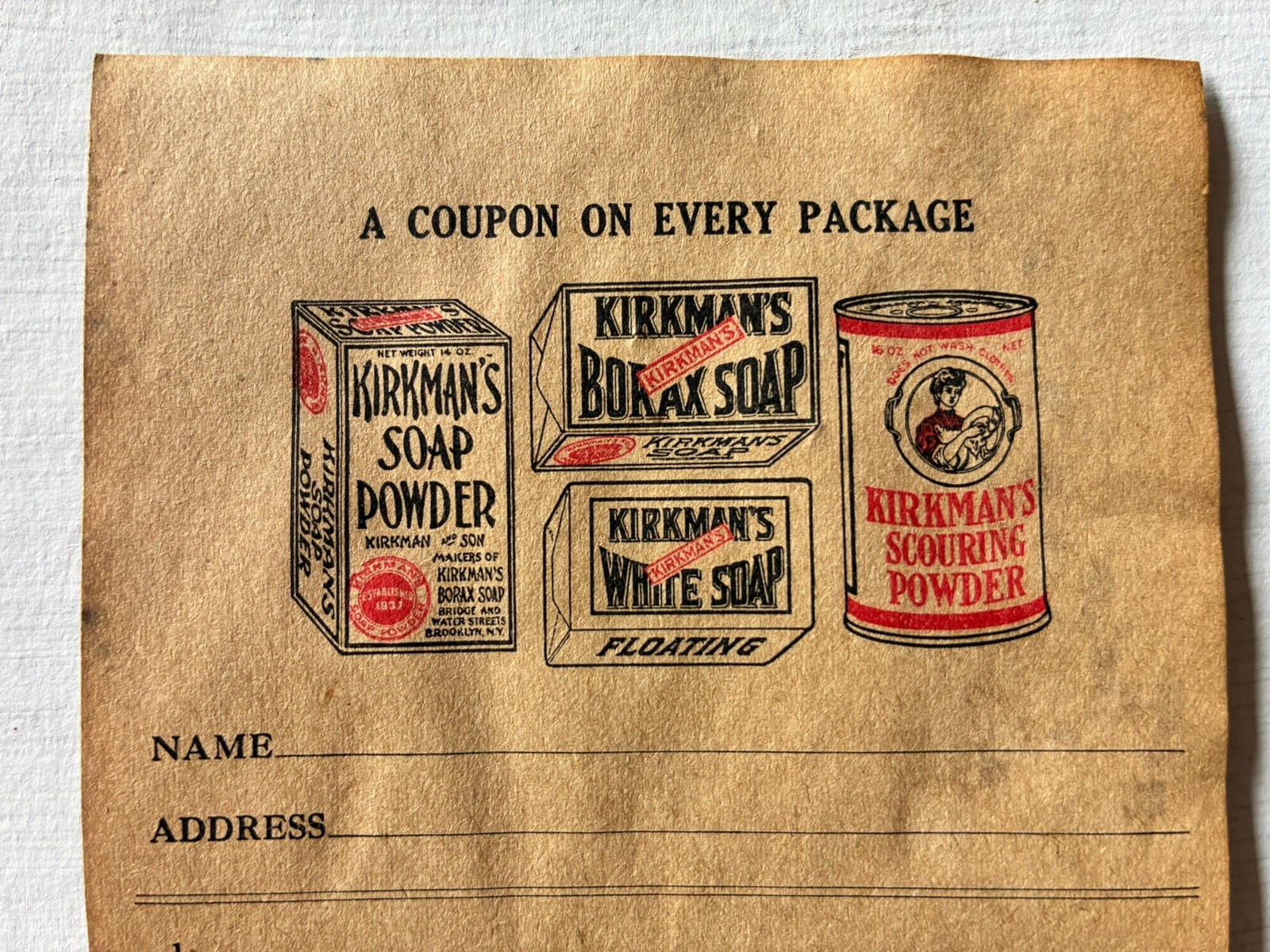 Early 1900’s Kirkman’s Borax Soap Powder Premiums Coupons List