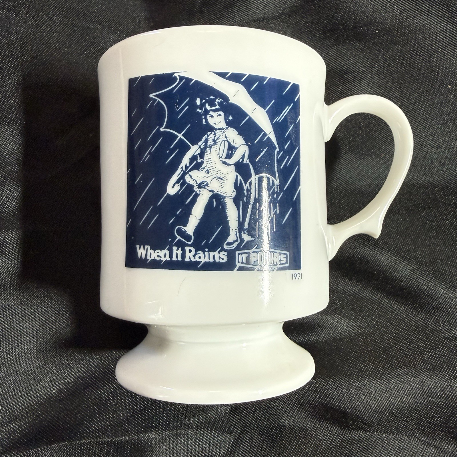 Morton Salt Girl 1921 Logo “When It Rains It Pours” Coffee Mug Vintage Japan