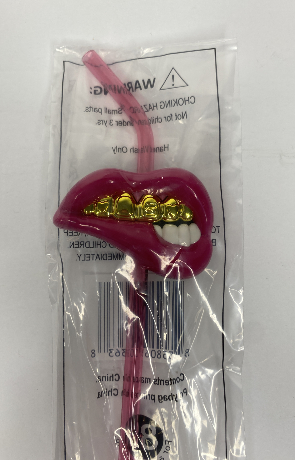7 Eleven 7-11 Slurpee Straw Mouth Pop Grills Pink with Gold Teeth NEW