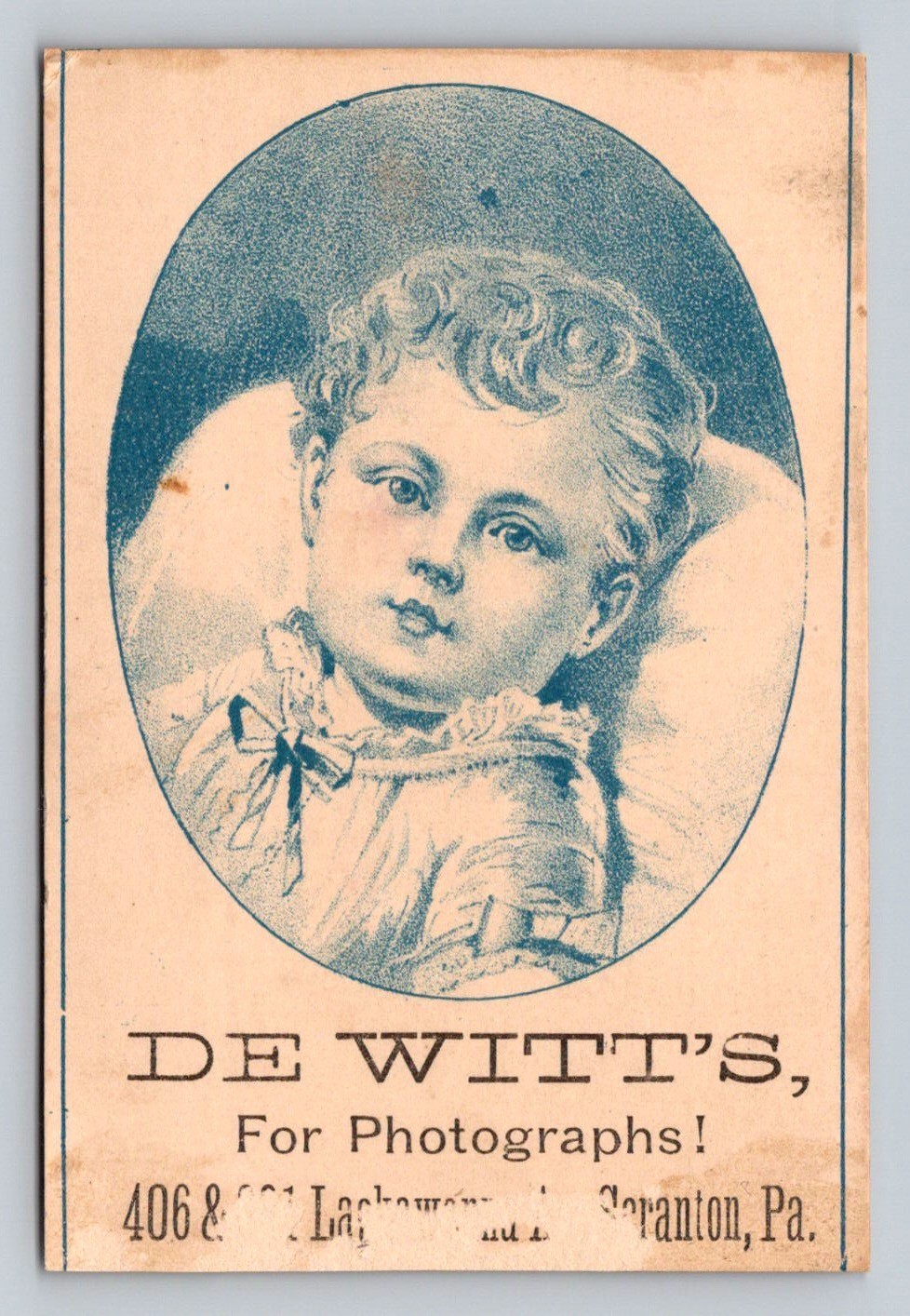 Child De Witts Photographs Scranton Pennsylvania Trade Card P791