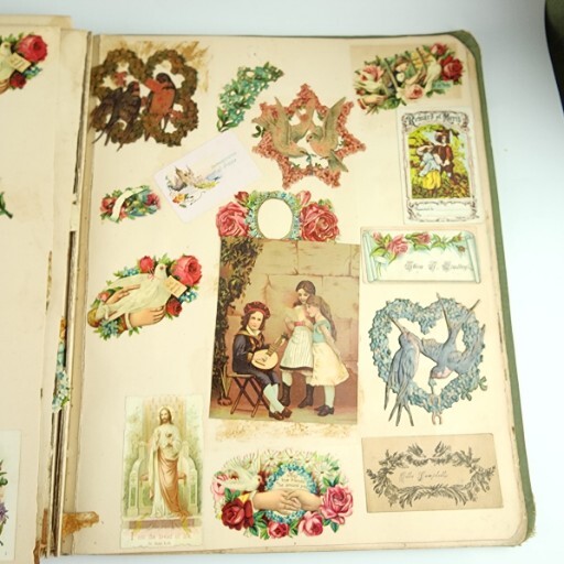 1890s Antique Victorian Card Scrapbook Album Die Cuts Memories Metal Couple
