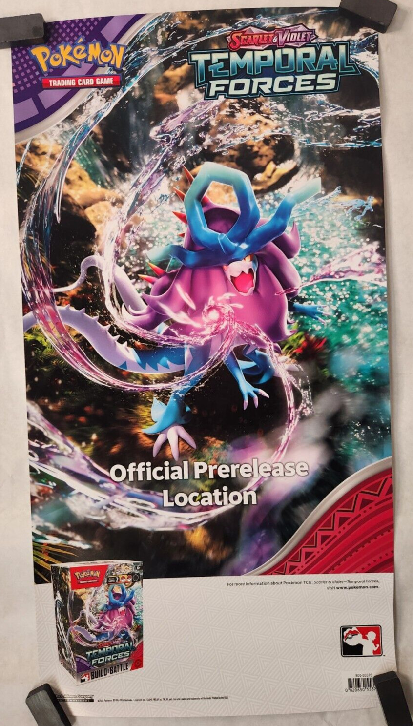 2024 Pokemon Temporal Forces Store Display Poster 25″ X 13″ Prerelease 2024