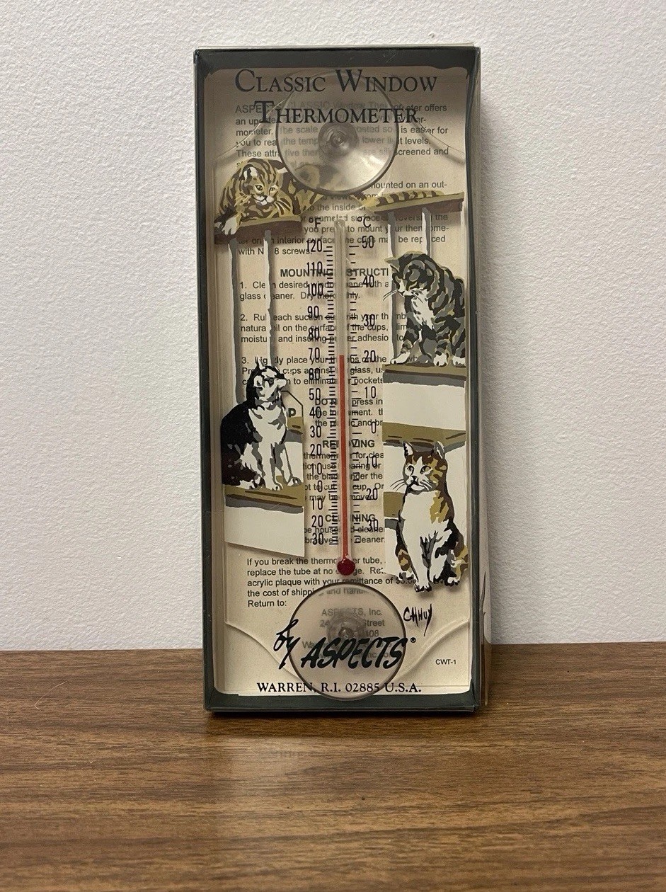 Vintage In Package Cat Classic Window Thermometer By Aspects Made In USA