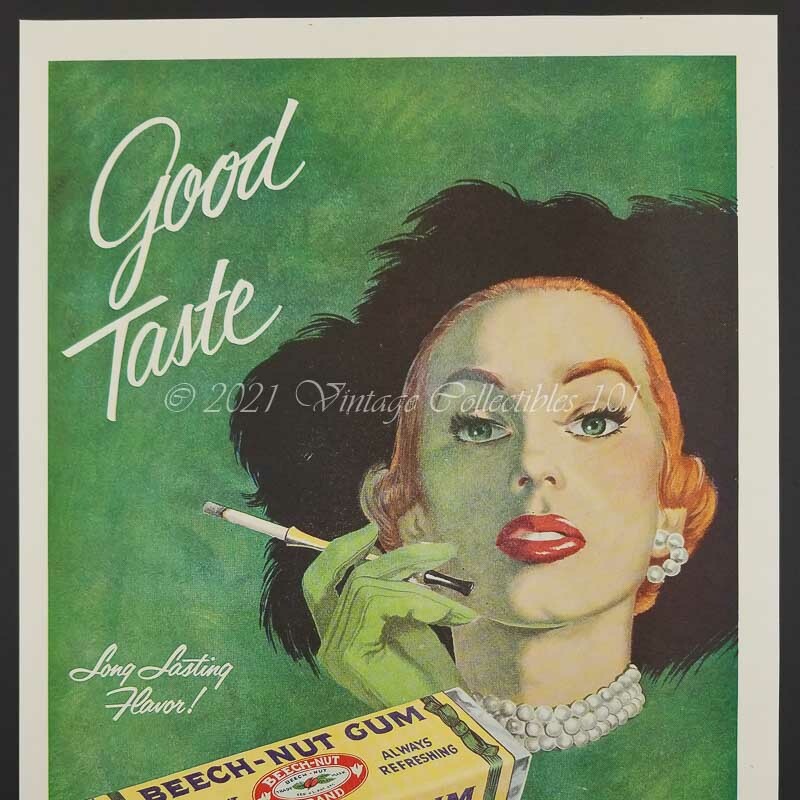 1952 Beechwood Elegant Green Eyes Lady Cigarette Holder photo art decor print ad