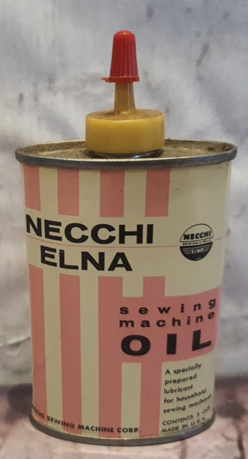ORIGINAL VINTAGE Necchi Elna Sewing Machine Oil 4oz Tin Can