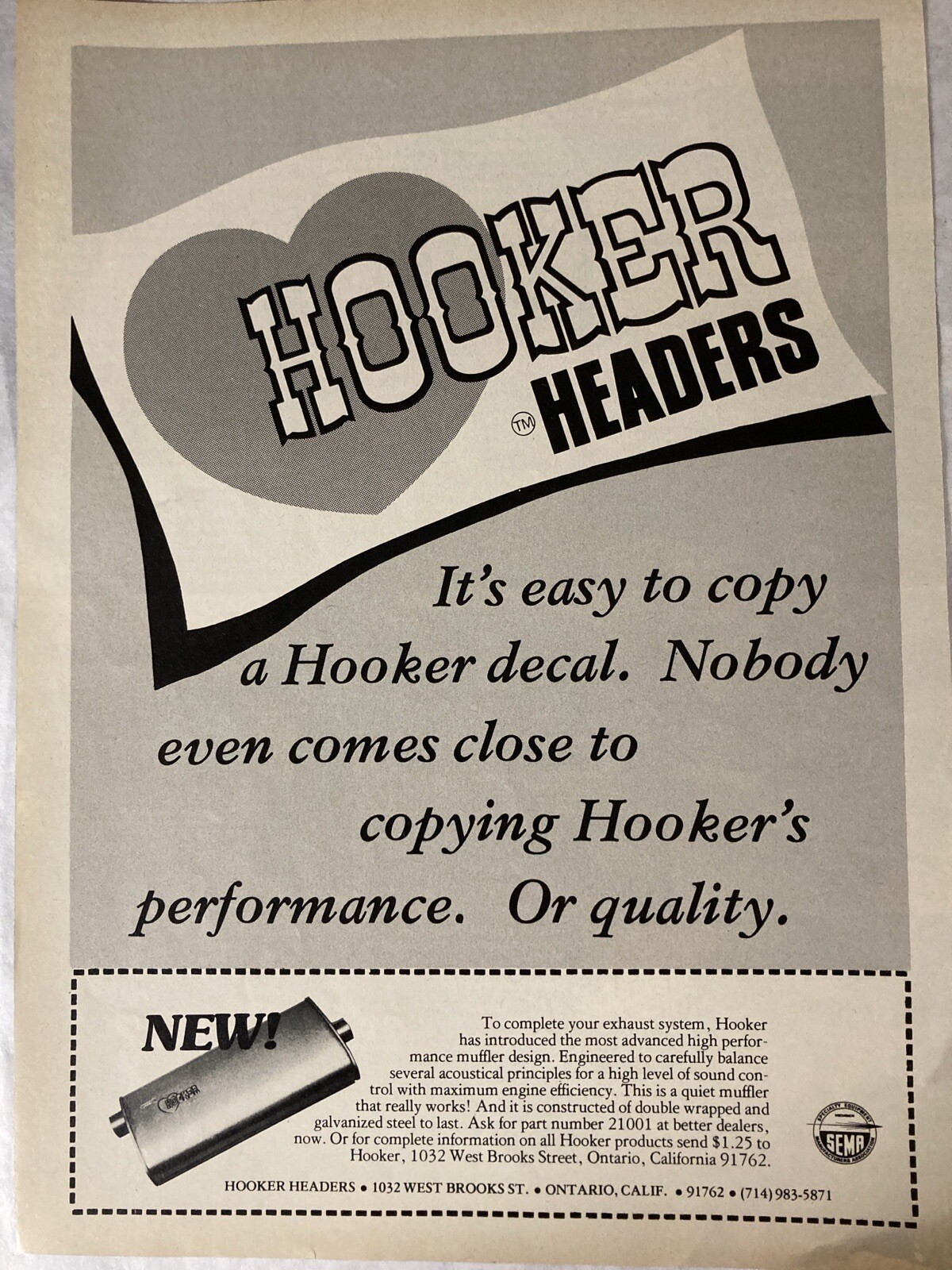 1976 Hooker Headers Print Ad Exhaust Systems Mufflers Decal