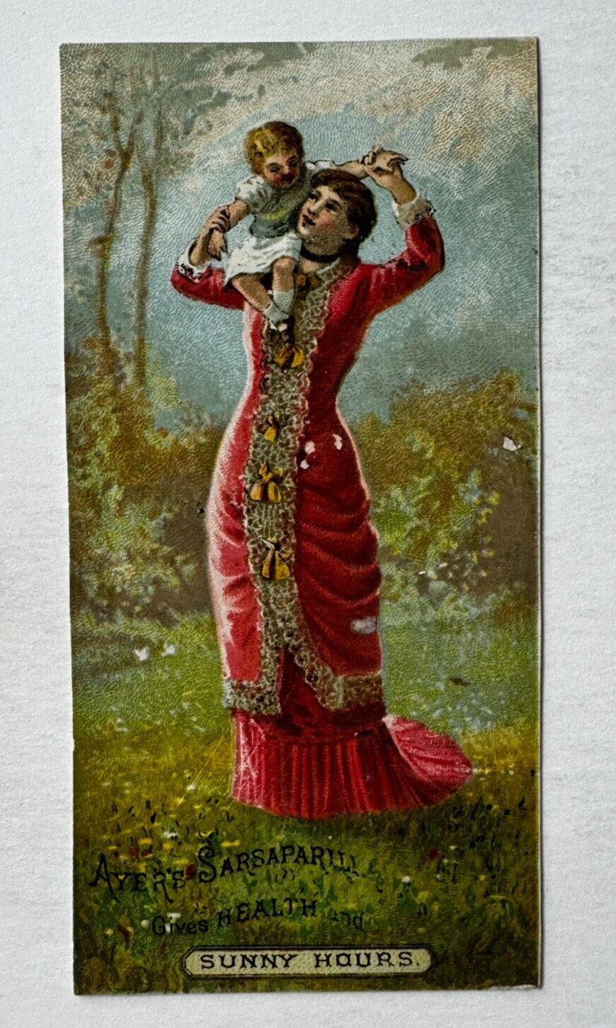 c1880s Victorian Trade Card Ayer’s Sarsaparilla “Sunny Hours” Dr Ayer Lowell MA