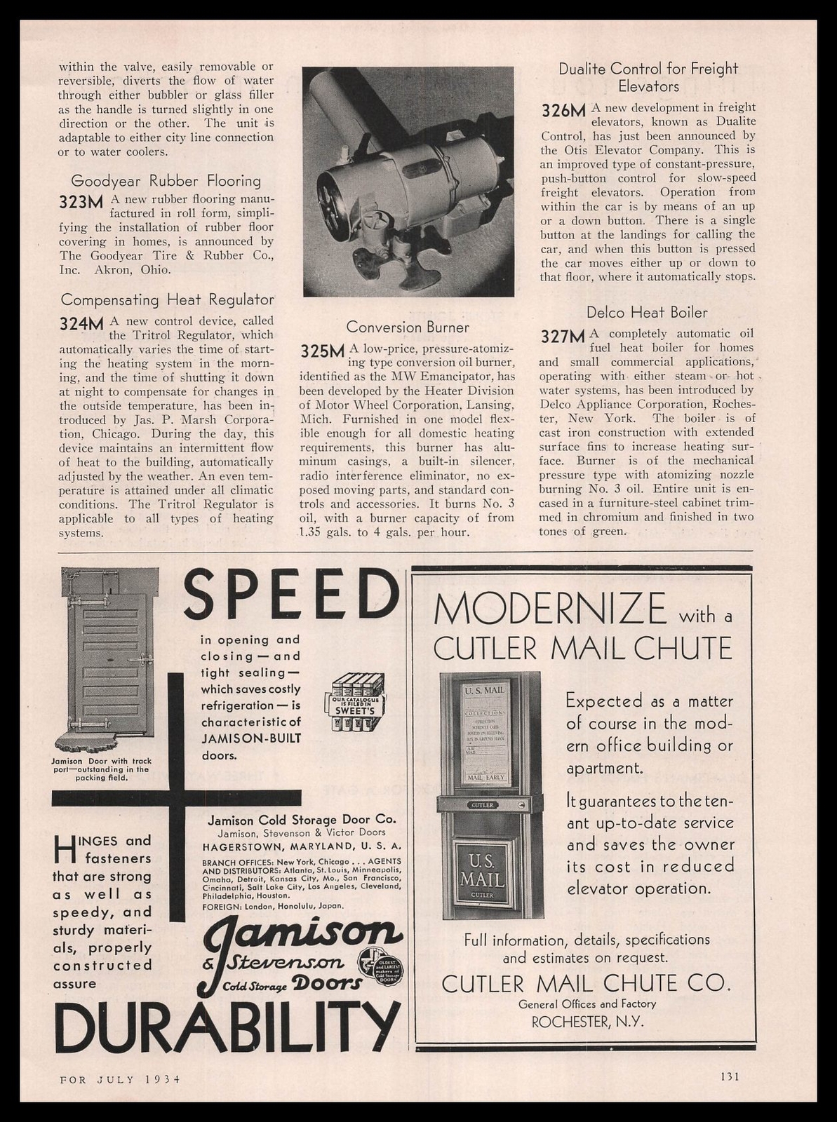 1934 Jamison & Stevenson Cold Storage Doors Hagerstown Maryland Vintage Print Ad