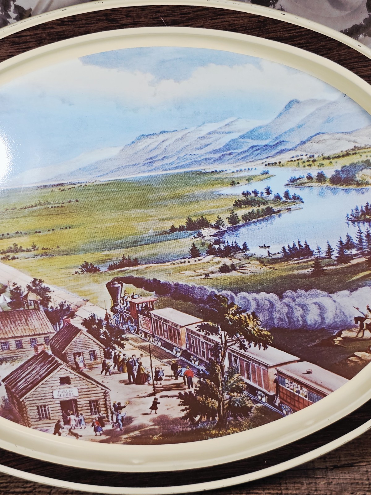 VTG 1982 “Across The Continent” Train/Locomotive Theme Tin, Carrier & Ives