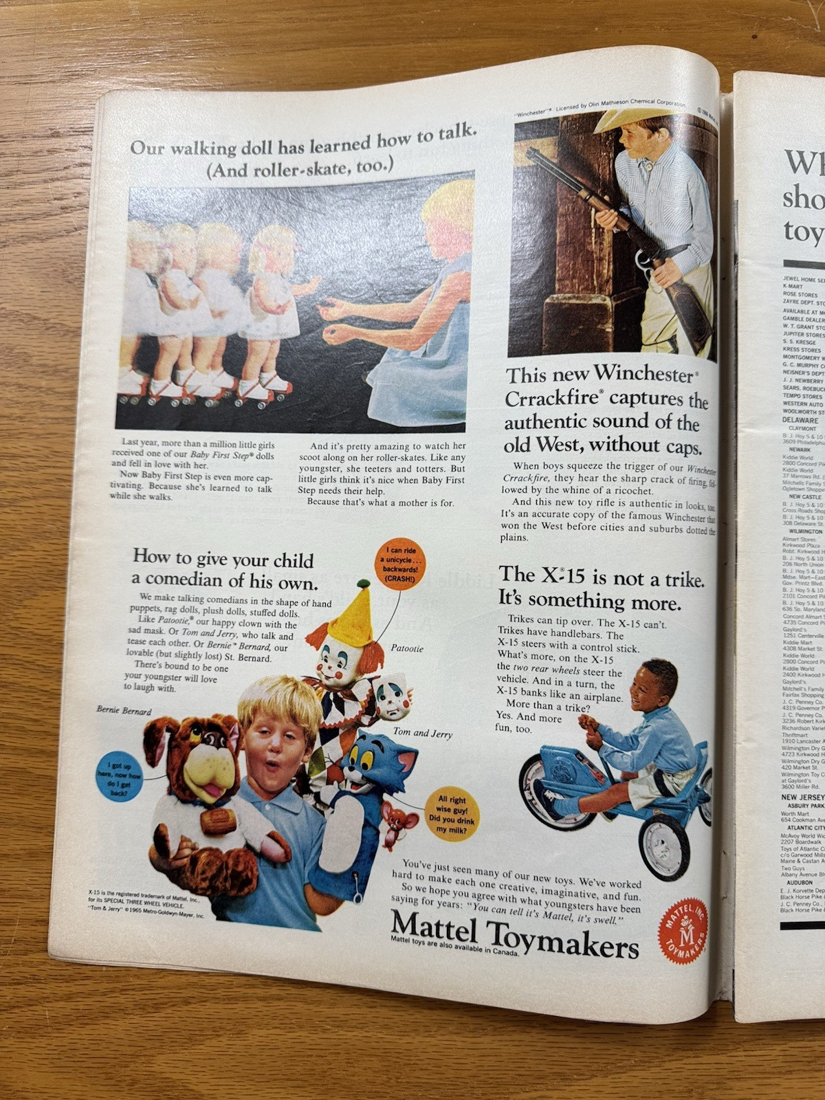 VTG 1966 Mattel Toys 6 Page Print Ad Catalog, Barbie Dolls Cars Thingmaker 1960s