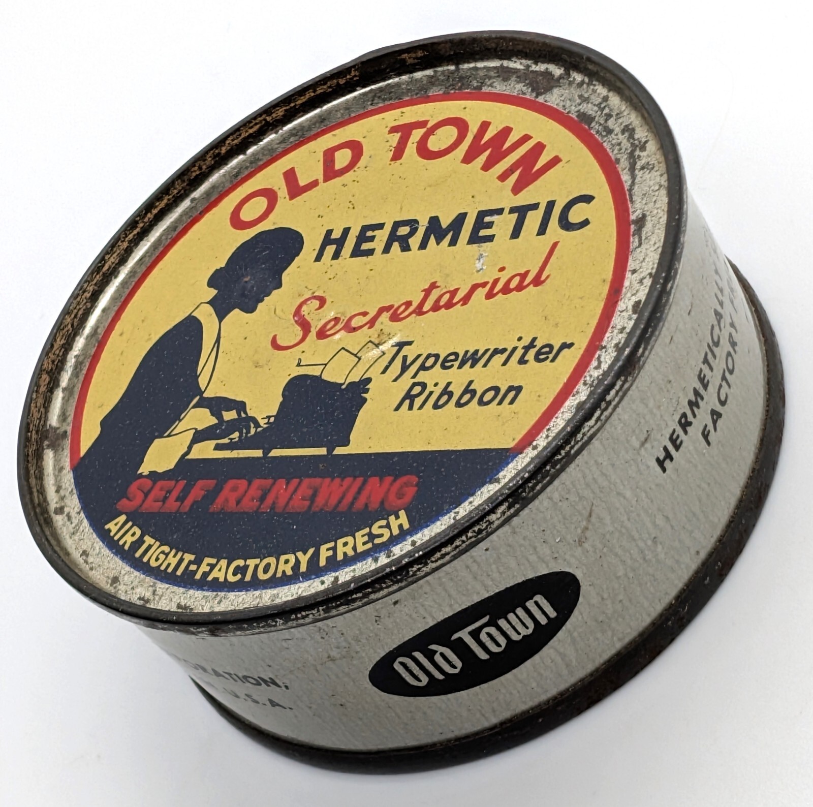 Old Town Hermetic Secretarial TypeWriter Ribbon Wind Key Unopened Can Brooklyn