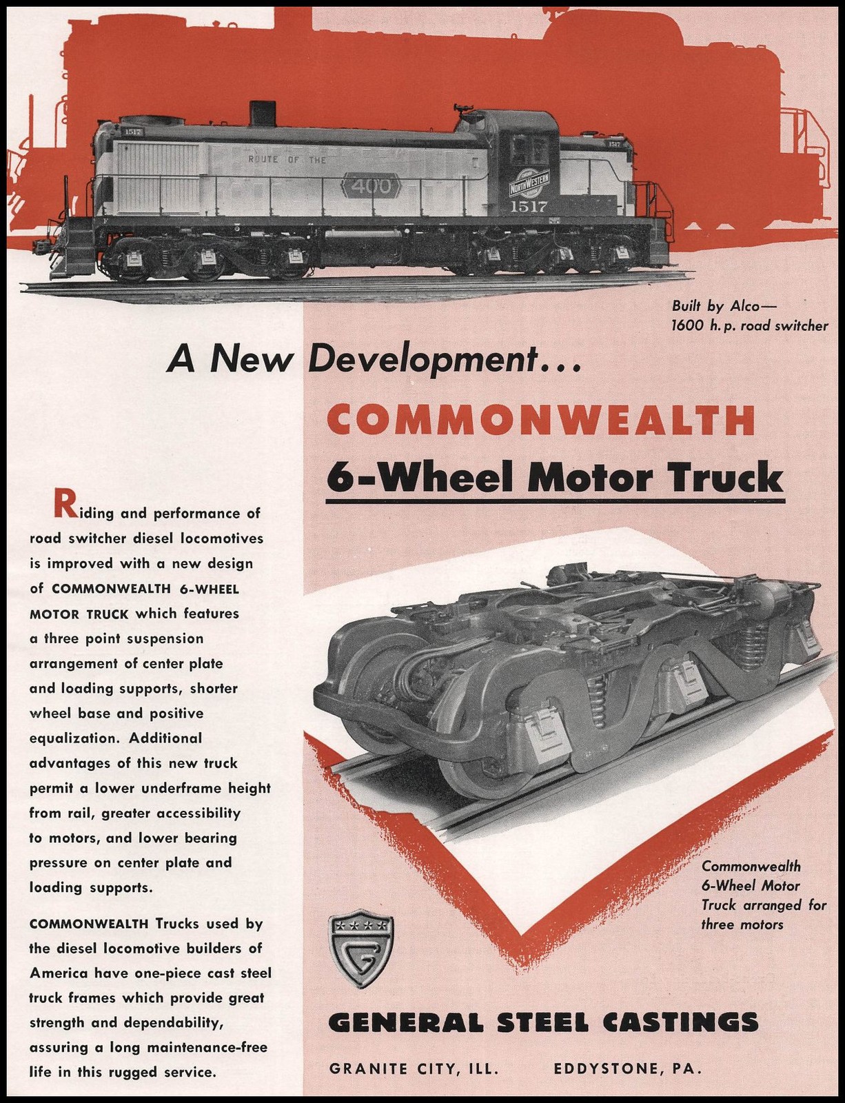 1952 General Steel Castings Granite City Illinois 6 Wheel Motor Truck Print Ad