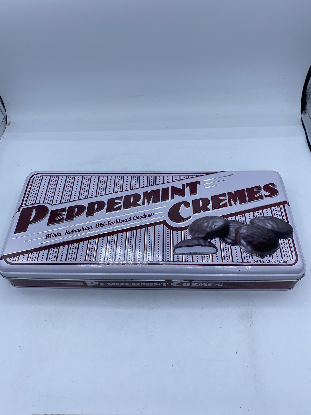 Peppermint Cremes Empty Candy Tin Storage Organizing Decoration Gift Preset Box