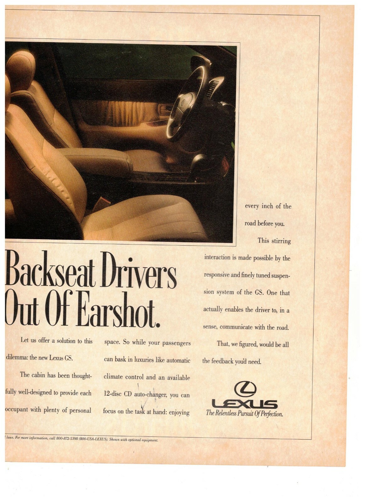 Lexus GS Sedan Put the Backseat Drivers Out of Earshot 2006 Print Ad