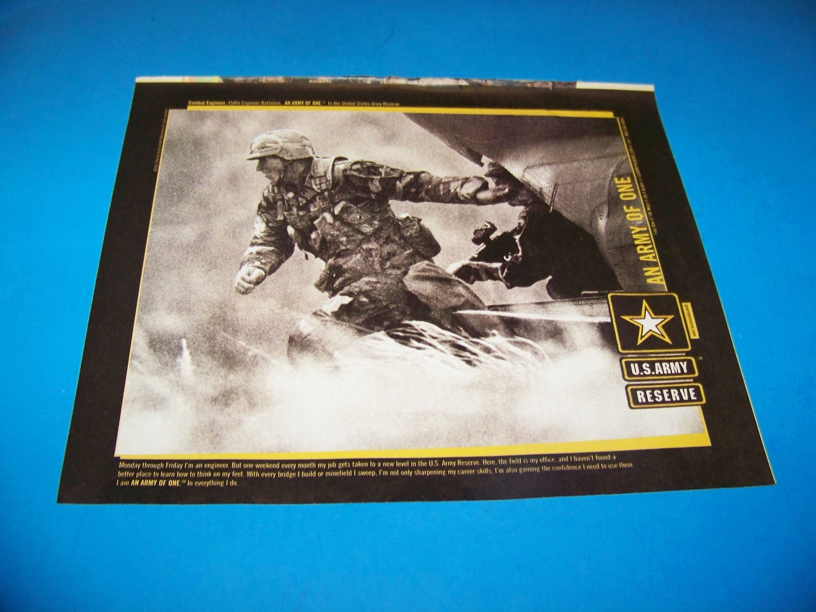 U.S. Army Reserve “An Army Of One” Original Print Ad From Magazine 2001