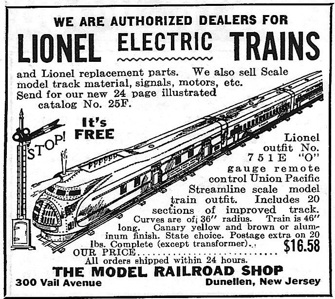 1935 Ad Lionel Electric Trains No 751E “O” Union Pacific Streamline $16.58
