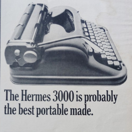 Vintage Retro 1964 Ad Hermes 3000 Portable Typewriter Get A Free Ford Mustang