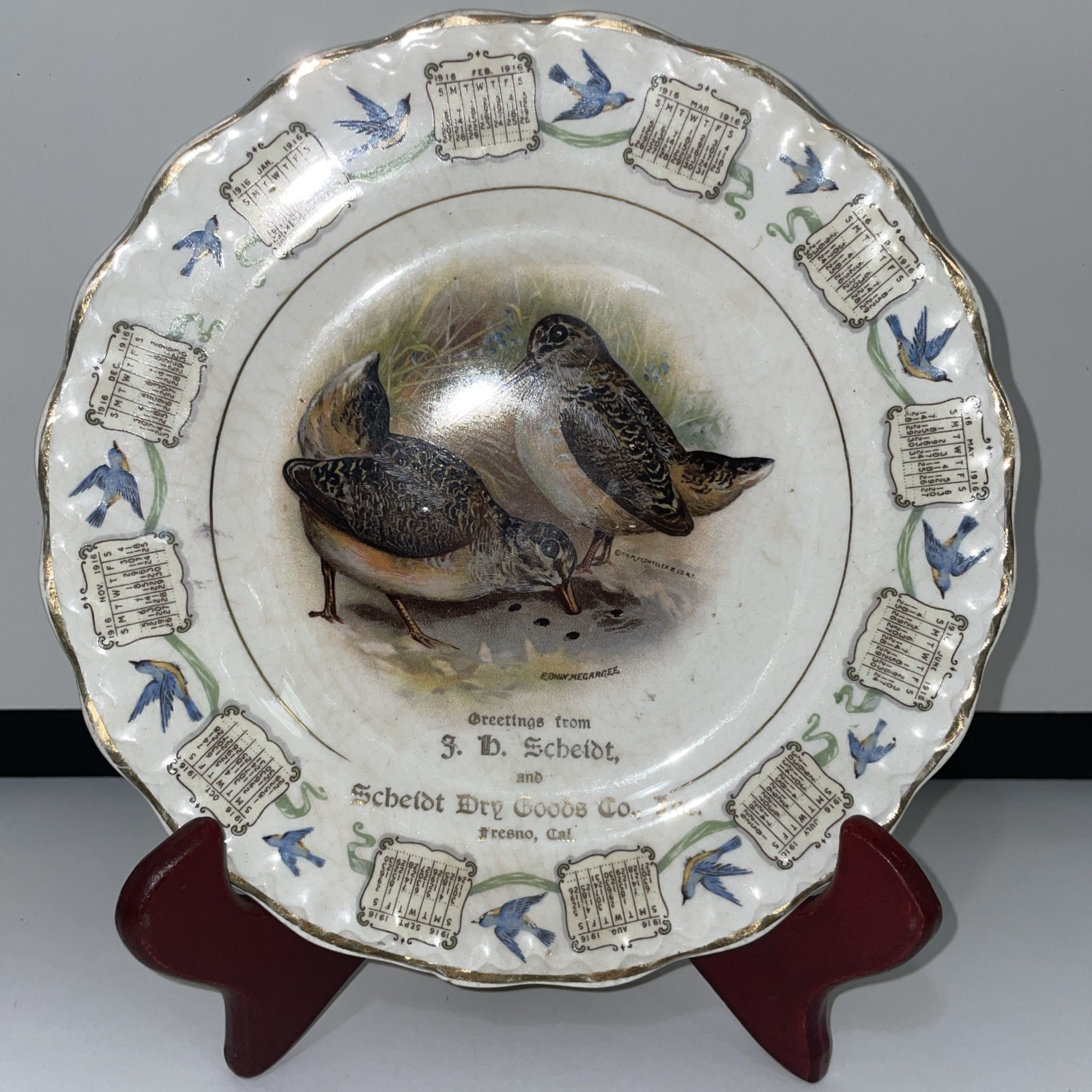 Antique 1916 Advertising Plate By Edwin Megargee Scheidt Dry Goods Co Fresno CA