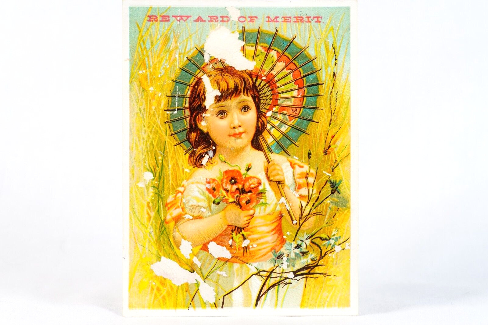 Victorian Reward Of Merit Child Asian Umbrella C1885 Card