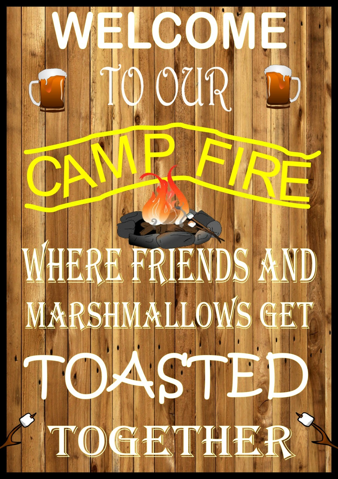 Camp Fire Get Toasted Metal Sign 9″ x 12″