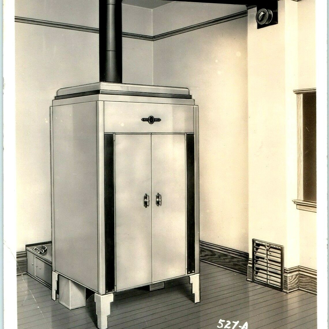 1920s Waterman Waterbury Wood Burner Furnace Real Photo Drawing Salesman Ad 1 2S