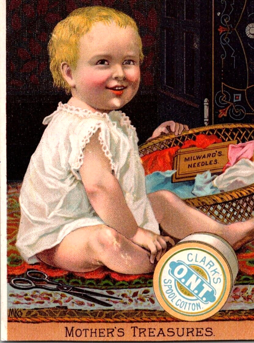 Clark’s ONT Thread Baby Milward Needles Mother’s Treasures Victorian Trade Card