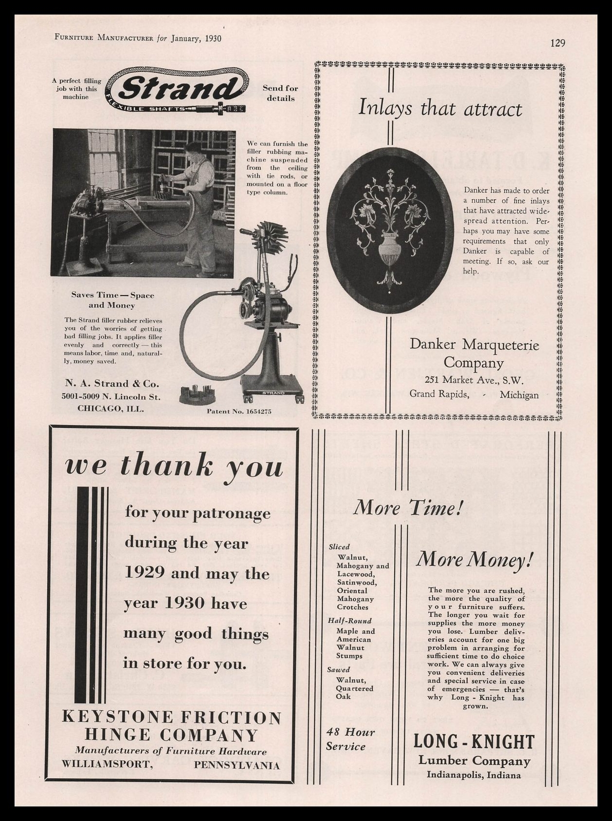 1930 N A Strand & Company Chicago Furniture Filler Rubber Machine Photo Print Ad