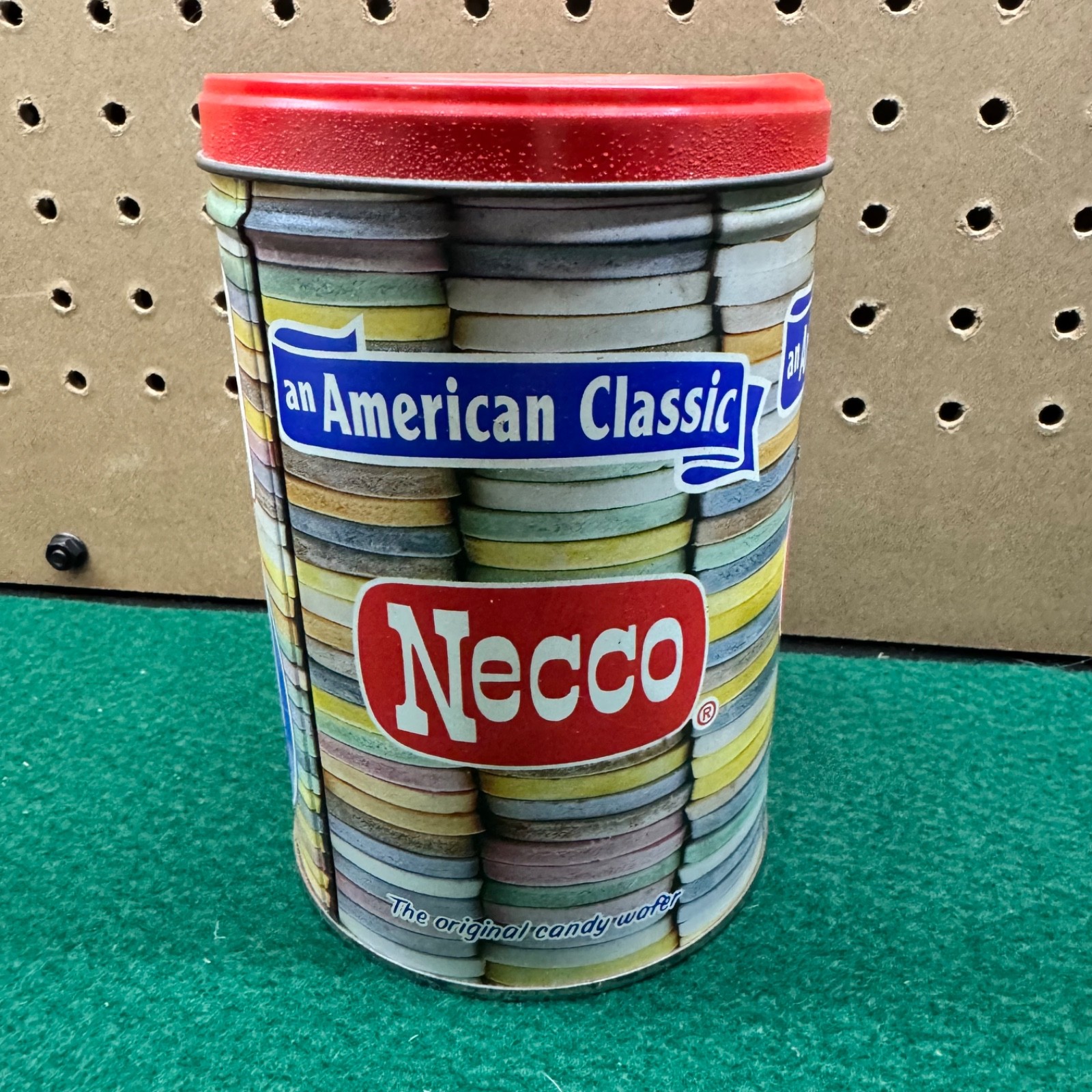 Vintage Necco Wafer Candy Tin Red Lid Metal Storage Container 10oz USA