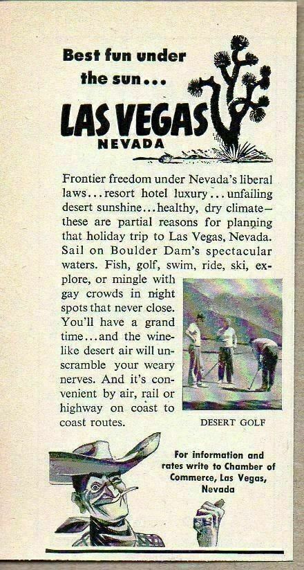 1946 Print Ad Las Vegas,Nevada Chamber of Commerce Desert Golf