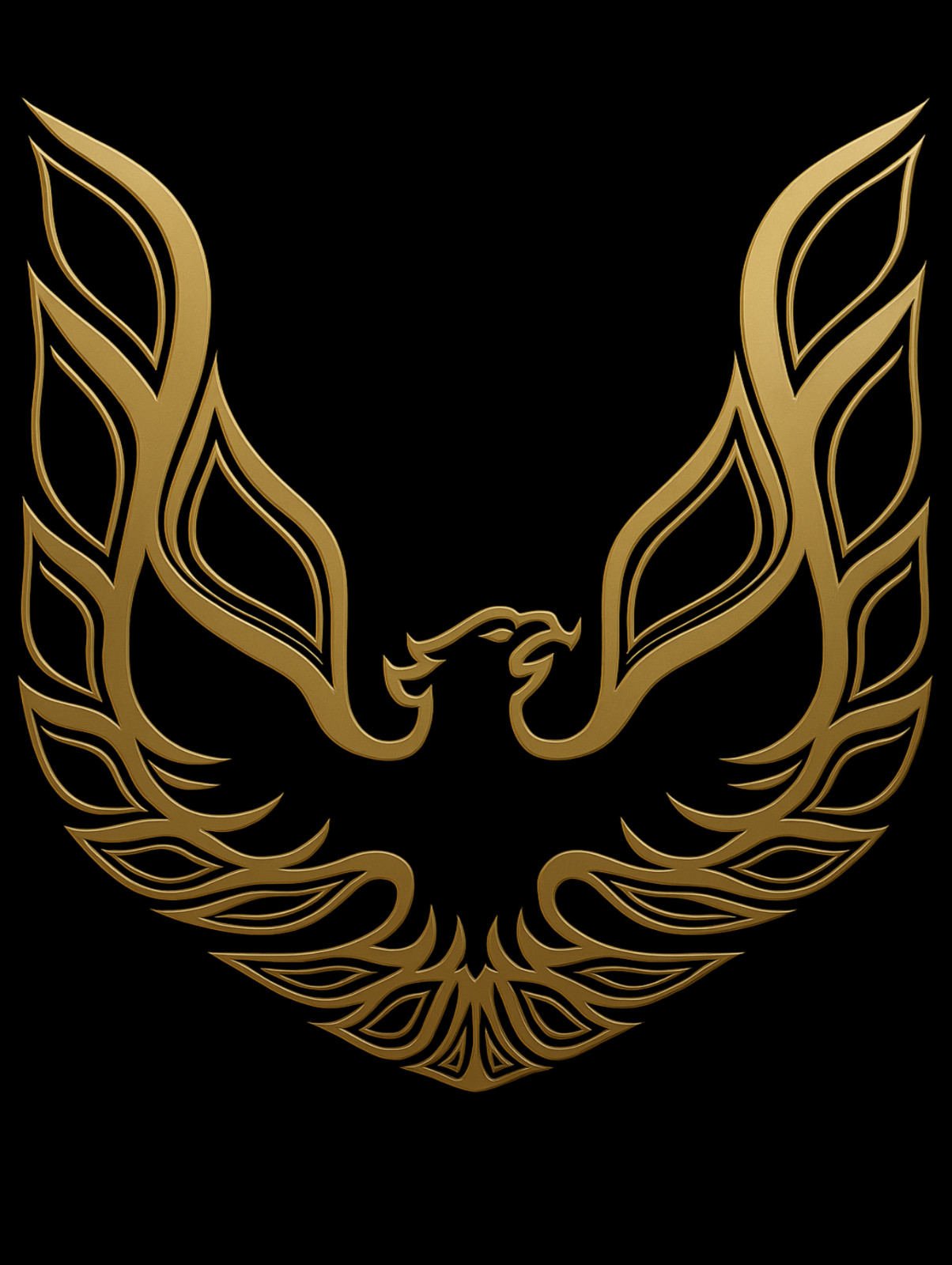 Black and gold Firebird emblem wall art metal sign