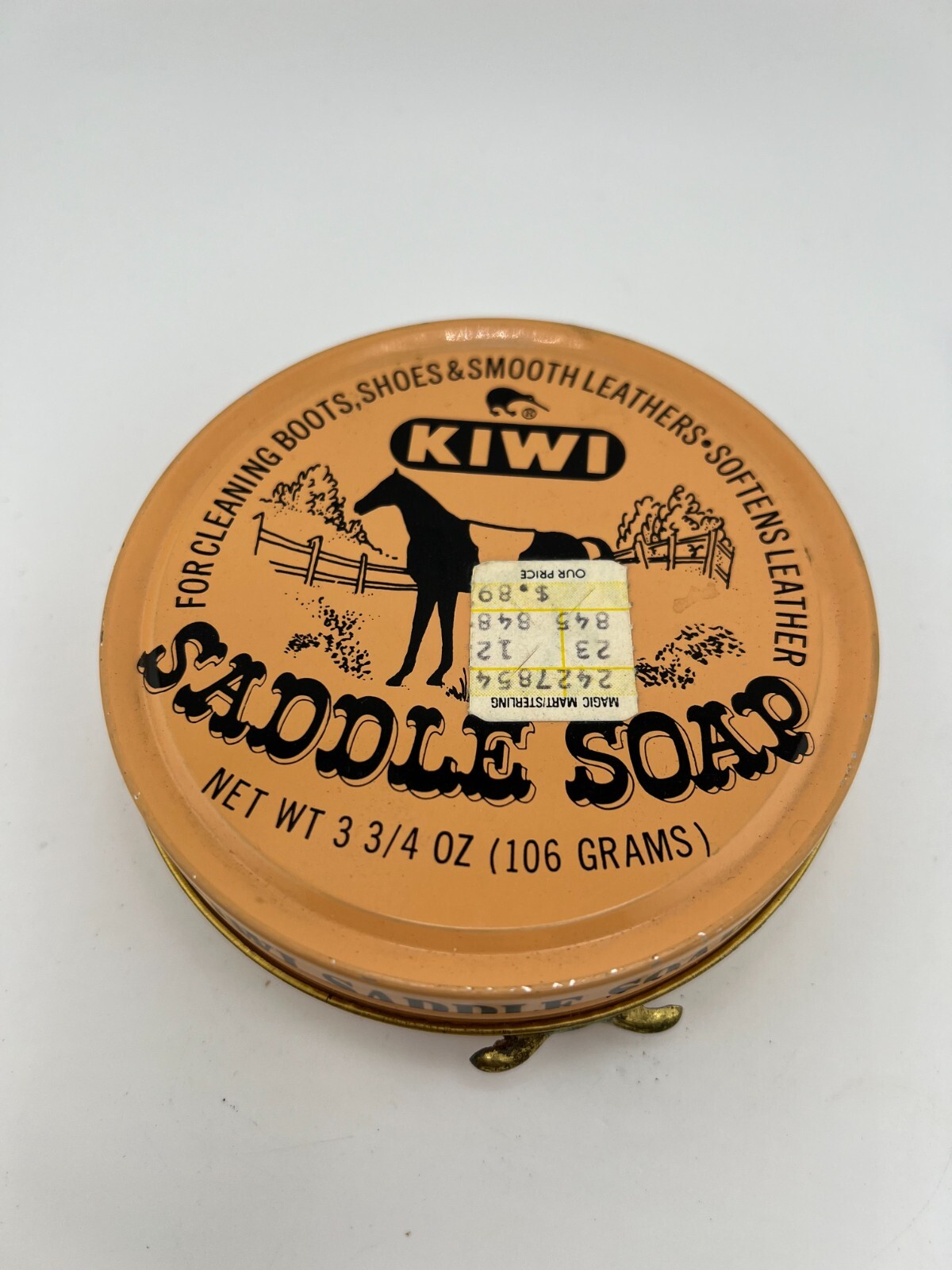 Vintage Kiwi Leather Classic Saddle Soap Round Tin – 3 3/4oz (106g)