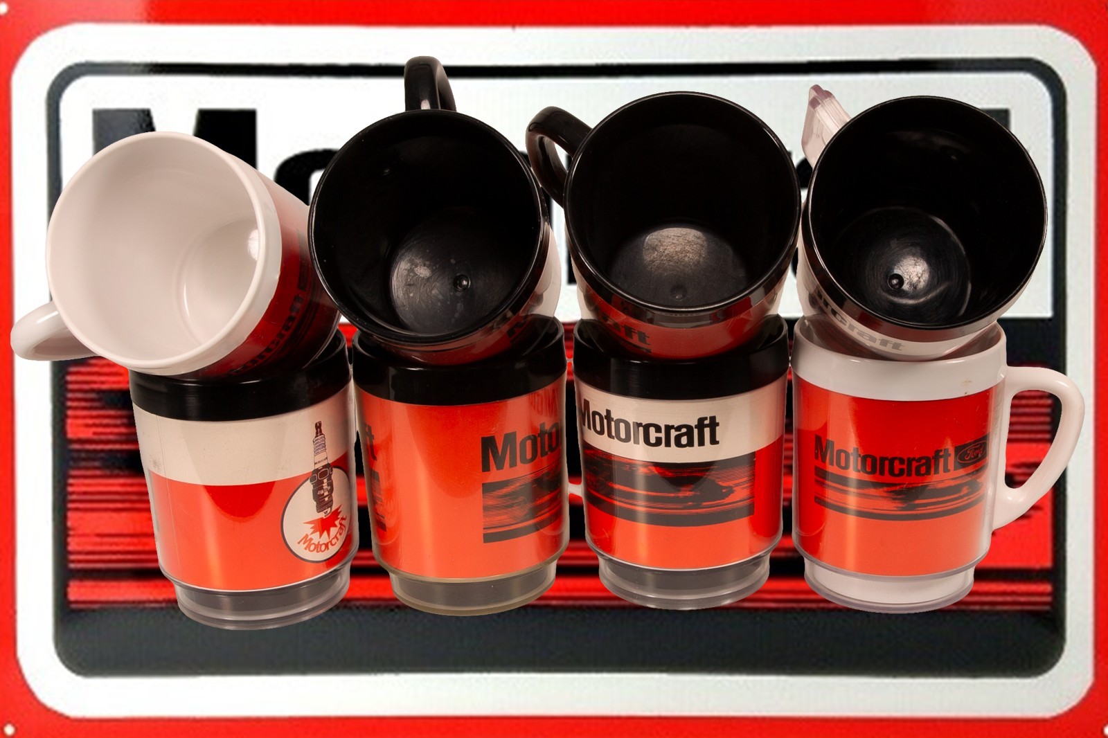 MOTORCRAFT VINTAGE COFFEE MUGS/CUPS INSULATED circa 1979-1986