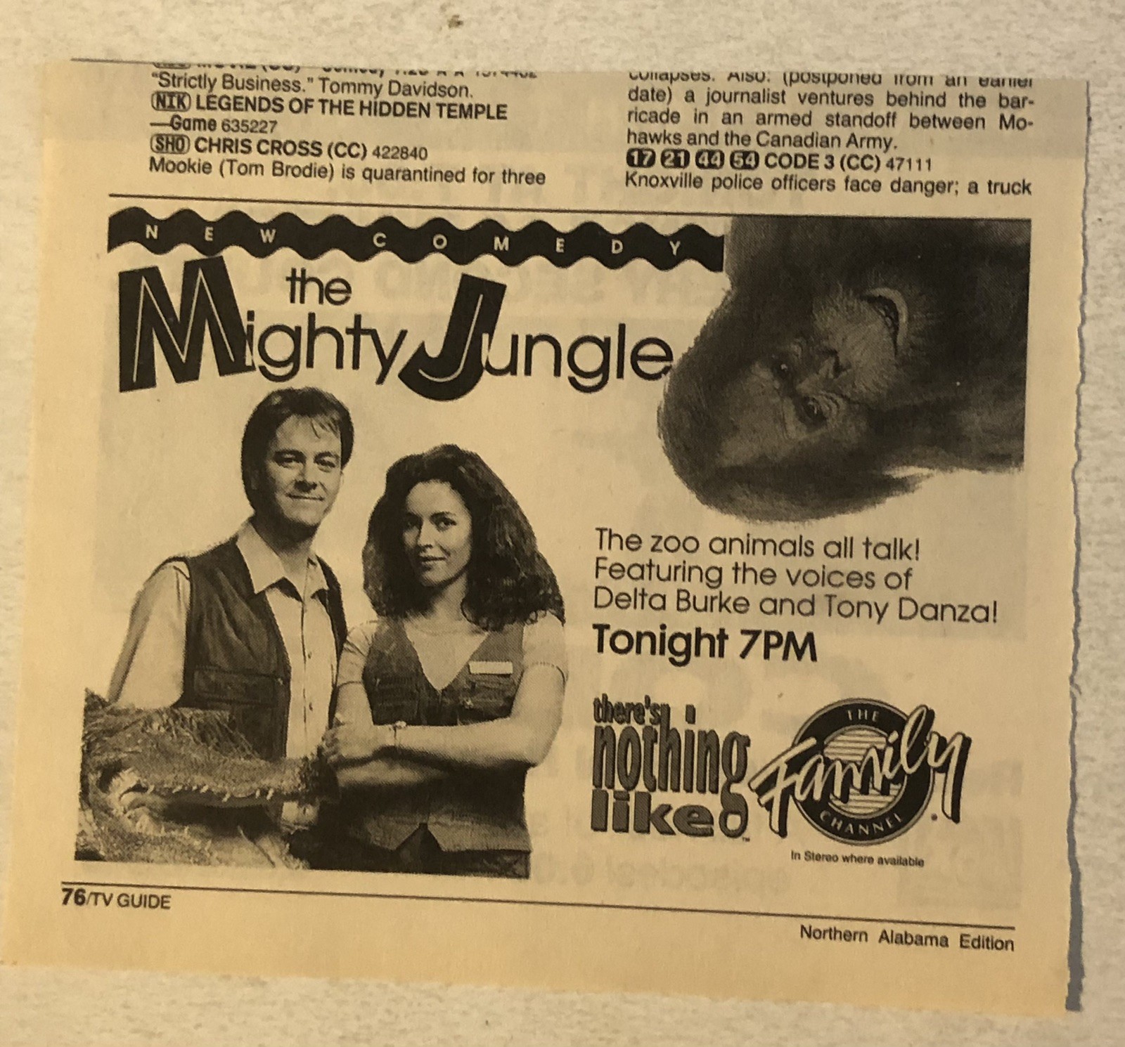 Mighty Jungle Movie Vtg Print Ad Tony Danza Delta Burke TPA19