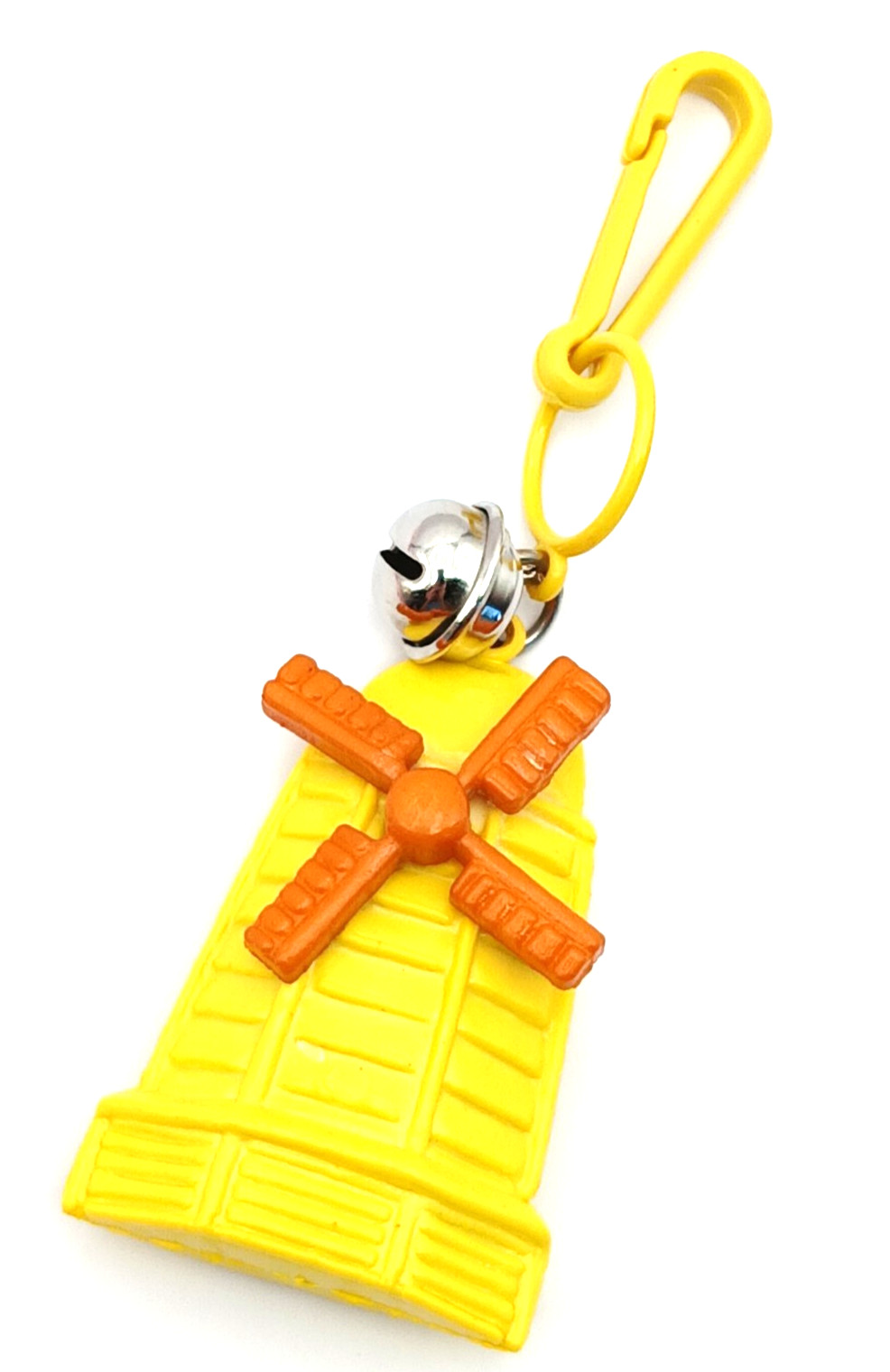 Vintage 1980s Bell Charm Yellow and Orange Windmill for Plastic Clip Necklace